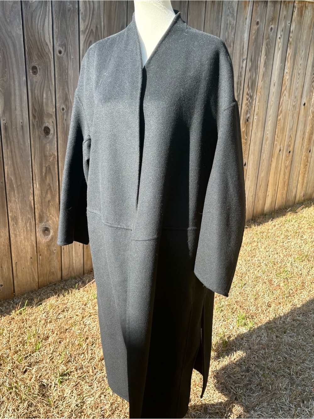 H&M Black Minimalist Long Trench Coat